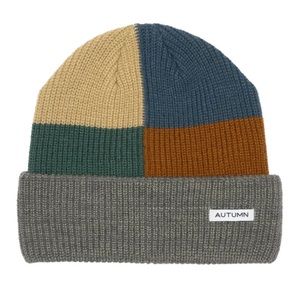 Autumn Patchwork Grey Beanie